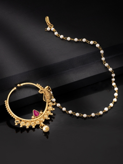 

Peora Gold-Plated Nose Ring with Beaded Chain