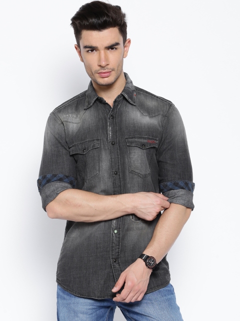 

Jack & Jones Charcoal Grey Denim Casual Shirt