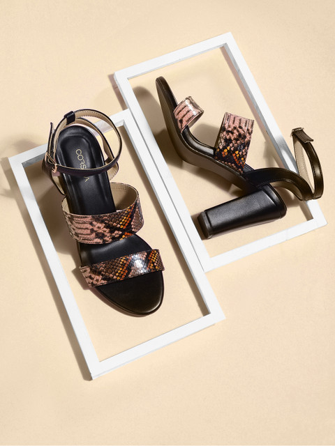 

CORSICA Women Red & Black Snakeskin Print Block Heels