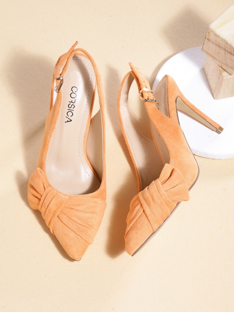 

CORSICA Women Orange Solid Suede Finish Pumps