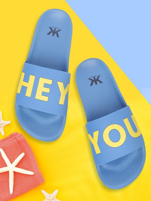 

Kook N Keech Women Blue & Yellow Hey You Print Sliders