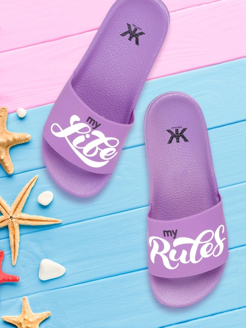

Kook N Keech Women Lavender & White My Life My Rules Print Sliders