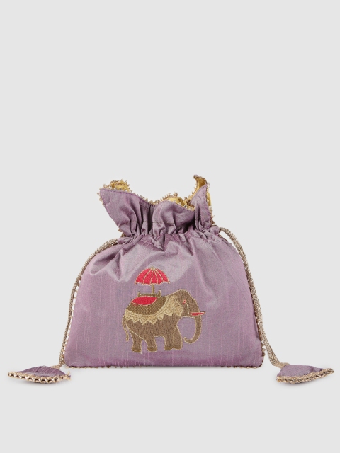 

AccessHer Pink Embroidered Potli Clutch