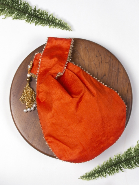 

AccessHer Orange Solid Handcrafted Potli