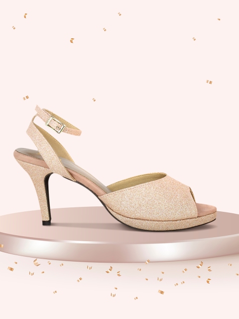 

Inc 5 Women Copper-Toned Woven Design Peep Toes