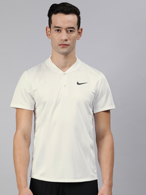 

Nike Men White Solid V-Neck Dri-Fit T-shirt