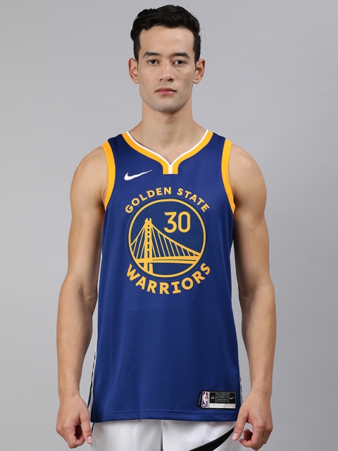 

Nike Men Blue Dri-FIT Printed NK SWGMN JSY ICON 20 V-Neck Basketball T-shirt
