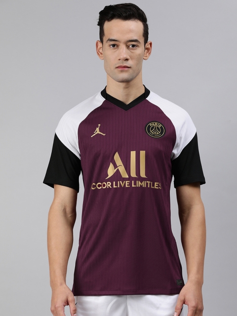 

Nike Men Mauve Colourblocked V-Neck T-shirt