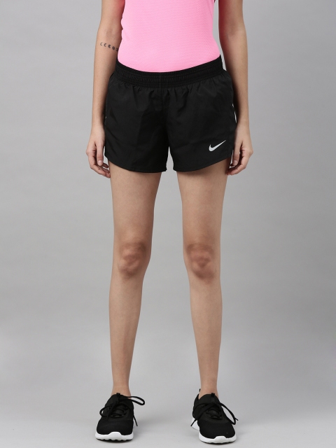 

Nike Women Black Solid Regular Fit AS W NK 10K Sports Shorts