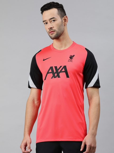 

Nike Men Pink Printed Slim Fit LFC DRI-FIT Round Neck BRT STRK CL Football T-shirt