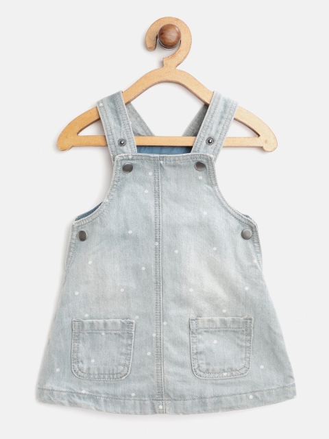 

Marks & Spencer Infant Girls Blue & White Printed Sustainable Washed Denim Pinafore Dress