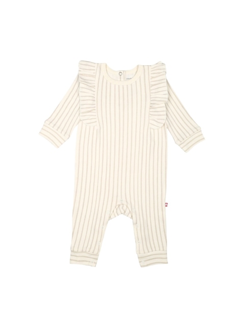 

Nino Bambino Infants Grey & Orange Organic Cotton Printed Sustainable Rompers, Cream