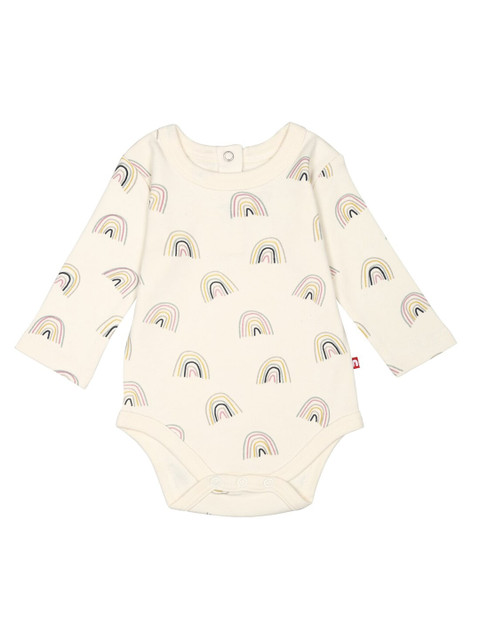

Nino Bambino Infant Kids Cream-Coloured & Black Printed Organic Cotton Sustainable Bodysuit