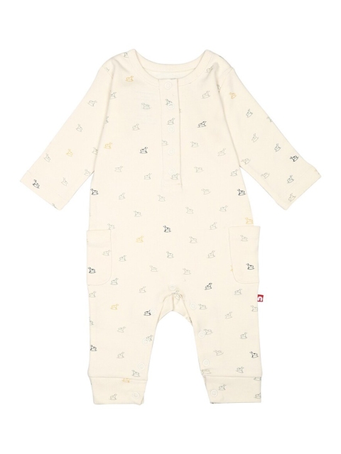 

Nino Bambino Infant Kids Cream-Coloured Printed Organic Cotton Sustainable Rompers