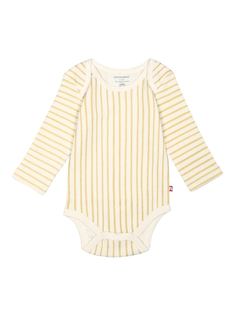 

Nino Bambino Unisex Kids Cream & Gold-Coloured Striped Organic Cotton Sustainable Bodysuit
