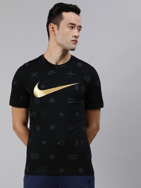 

Nike Men Black AS M NSW TEE PREHEAT AOP Printed Round Neck T-shirt