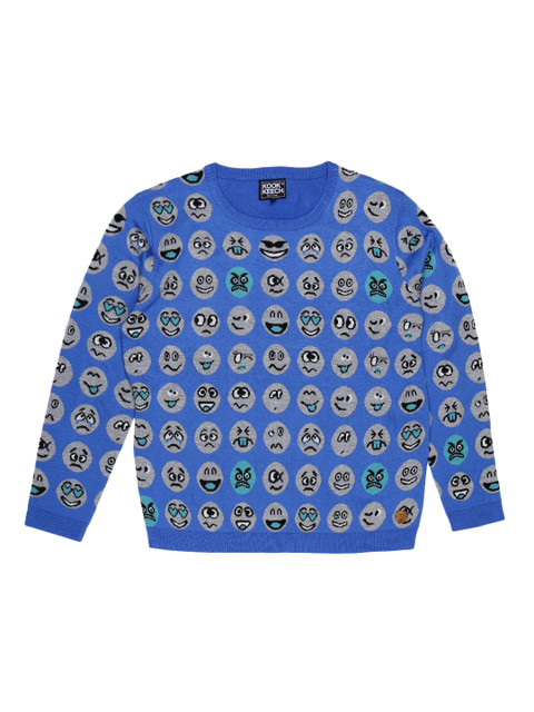 

Kook N Keech Men Blue & Grey Patterned Sweater