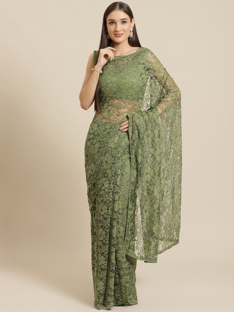 

Saree mall Green Lace Beaded Saree