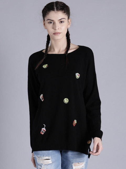 

Kook N Keech Women Black Self Design Pullover