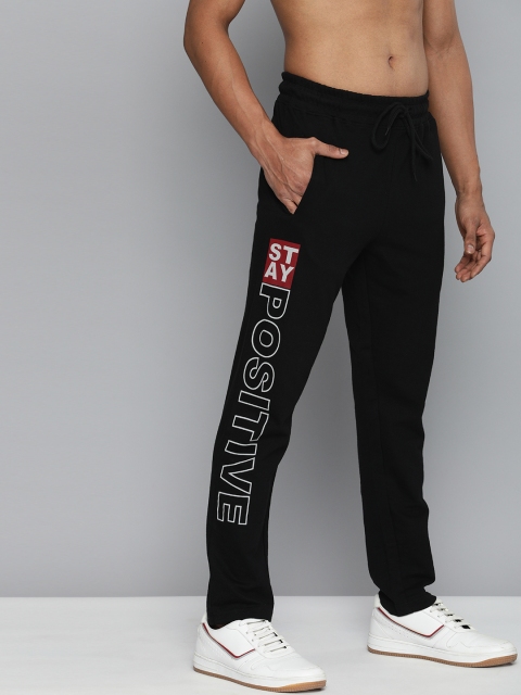 

HERE&NOW Men Black Solid Pure Cotton Straight Fit Joggers