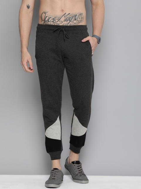 

HERE&NOW Men Charcoal Grey Colourblocked Joggers