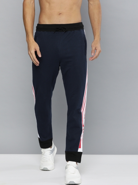

HERE&NOW Men Navy Blue & White Straight Fit Side Striped Track Pants