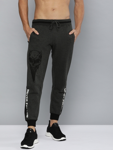 

HERE&NOW Men Charcoal Grey Straight Fit Printed Joggers