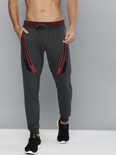

HERE&NOW Men Charcoal Grey Straight Fit Solid Joggers with Striped Detailing