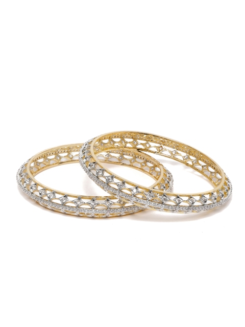

AccessHer Set Of 2 White Gold-Plated AD Studded Handcrafted Bangles