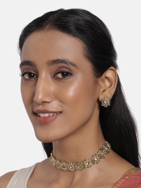 

AccessHer Gold-Plated AD Studded Choker Jewellery Set
