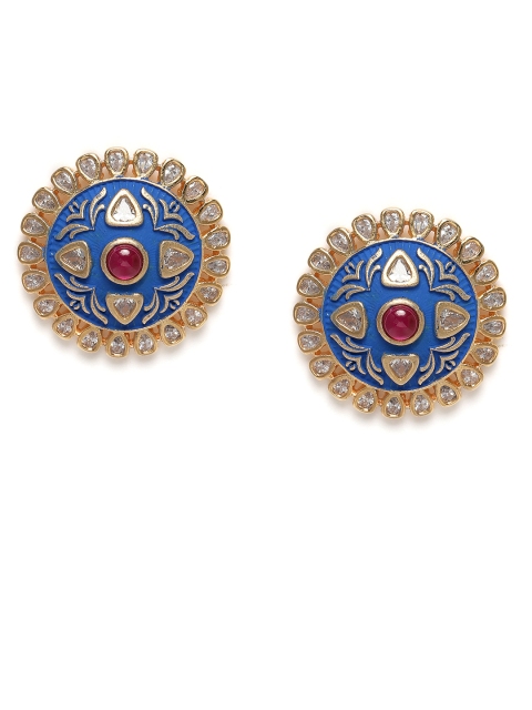 

AccessHer Blue Gold-Plated AD Studded Circular Studs