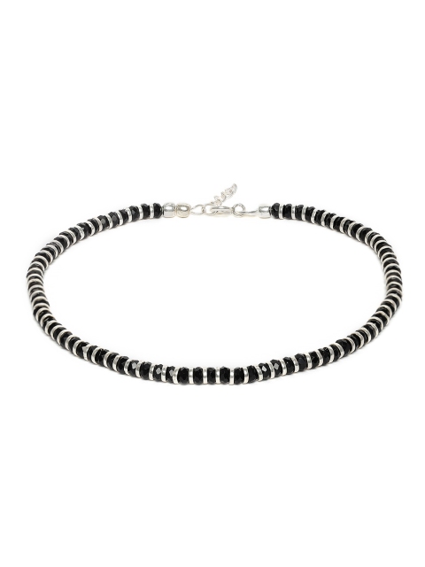 

ZAYN 92.5 Sterling Silver & Black Beaded Handcrafted 1 Piece Anklet