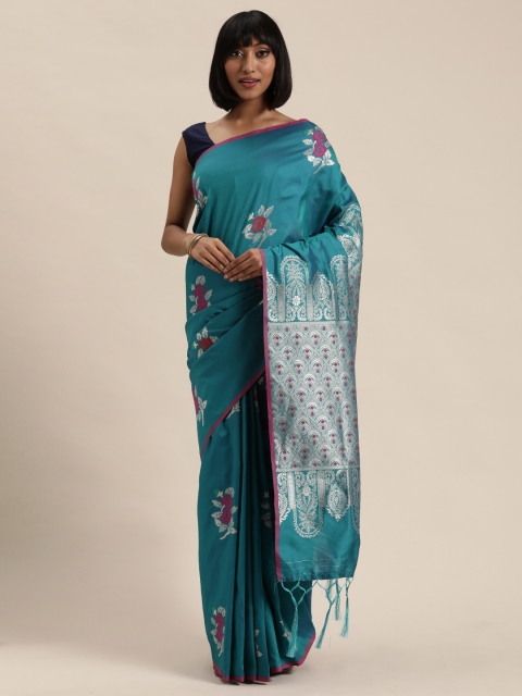 

Mitera Sea Green & Gold-Toned Woven Design Kanjeevaram Saree