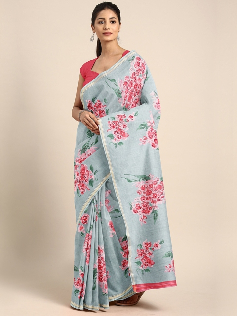 

KALINI Grey & Pink Printed Saree