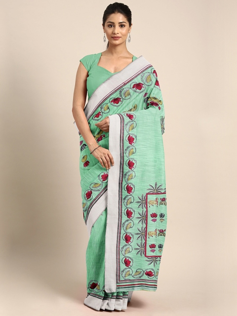 

KALINI Green & Maroon Printed Saree