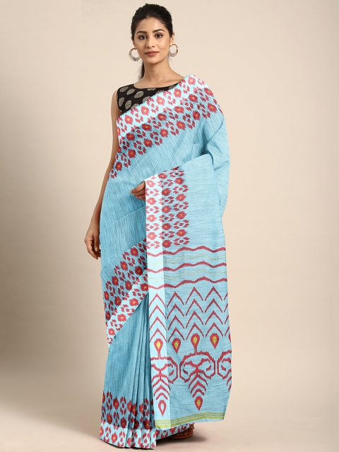 

KALINI Blue & Red Printed Celebrity Saree
