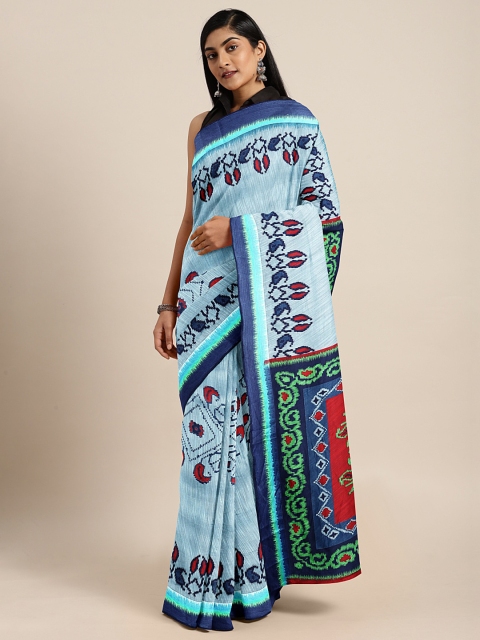 

KALINI Blue & Red Printed Saree