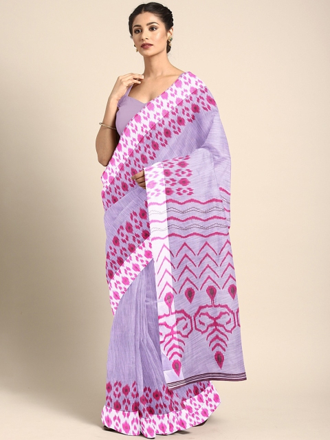 

KALINI Purple & Pink Cotton Blend Printed Saree