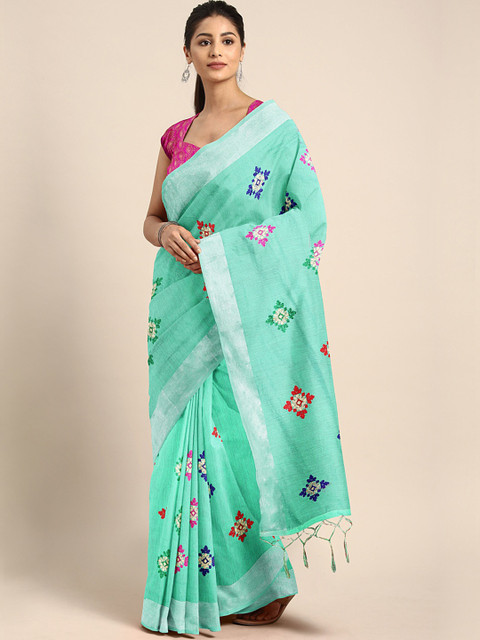 

KALINI Green Pure Cotton Embroidered Kota Saree