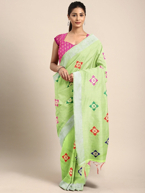 

KALINI Green Pure Cotton Embroidered Kota Saree
