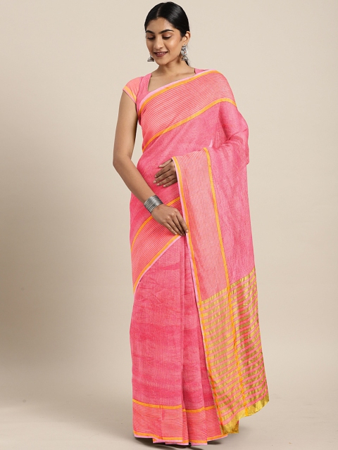 

KALINI Pink Solid Saree