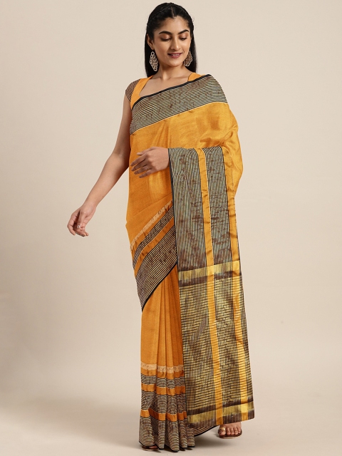 

KALINI Mustard Yellow Solid Saree