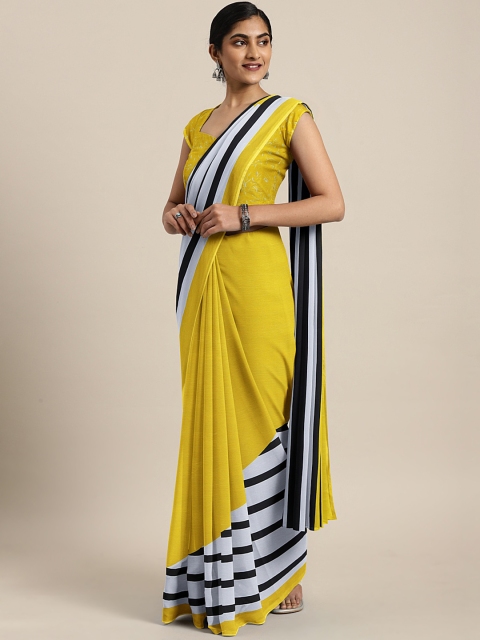 

KALINI Mustard Yellow Solid Saree