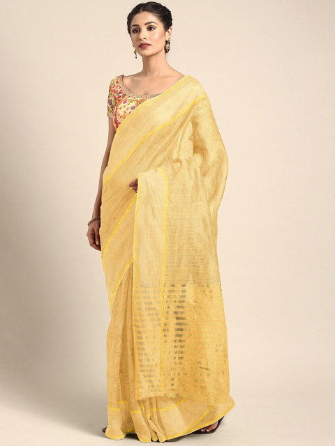 

KALINI Yellow Solid Saree