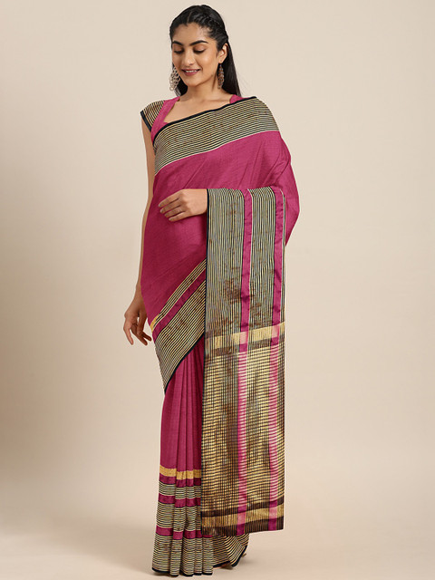 

KALINI Magenta Pink Solid Saree
