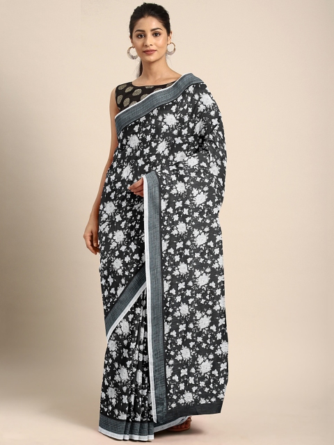 

KALINI Black & White Pure Linen Printed Saree