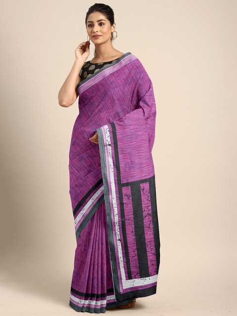 

KALINI Purple & Blue Pure Linen Printed Saree