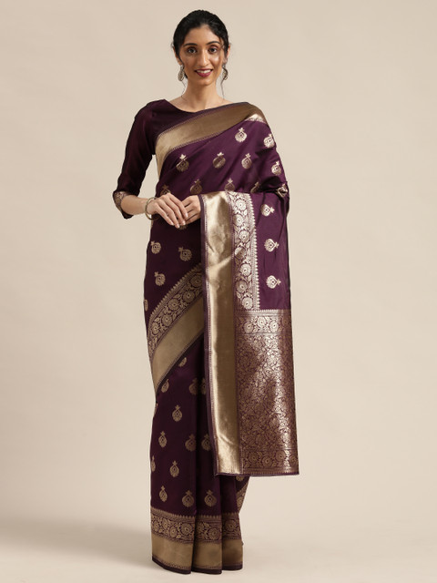 

Mitera Purple & Golden Woven Design Kanjeevaram Saree