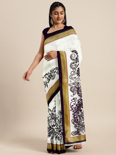 

Mitera White & Black Printed Saree