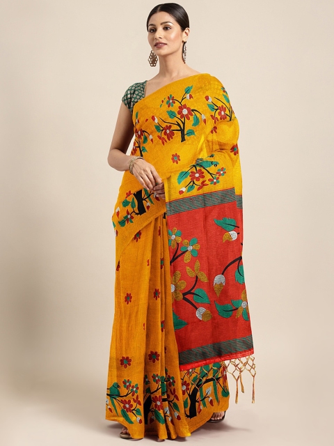 

KALINI Mustard & Green Printed Saree